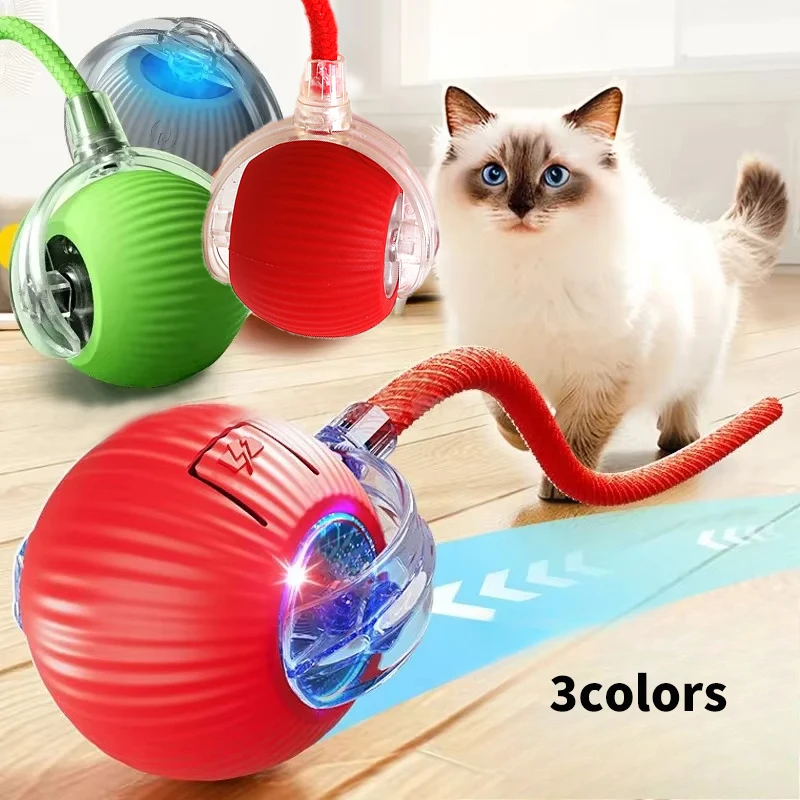 Cat Interactive Ball Toys Automatic Rolling Ball for Kitten Rechargeable Smart Pet Electric Toys with Teaser Sensor Cat Ball Toy