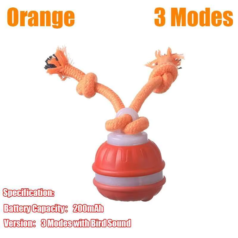 Interactive Dog Toys Smart Rolling Ball with Rope Motion Activated Automatic Moving Squeaky Dog Training Puppy Chew Toy Balls