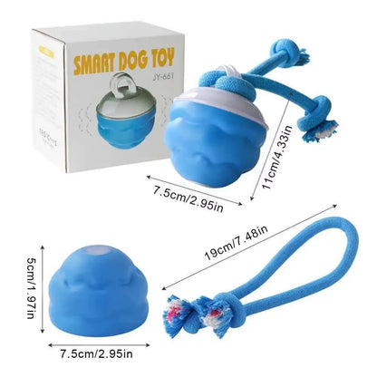 Interactive Dog Toys Smart Rolling Ball with Rope Motion Activated Automatic Moving Squeaky Dog Training Puppy Chew Toy Balls
